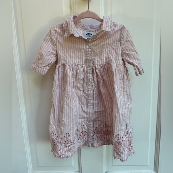 Old Navy 2T Pink & White Girls Striped Long sleeve Blouse Top - Picture 1 of 4